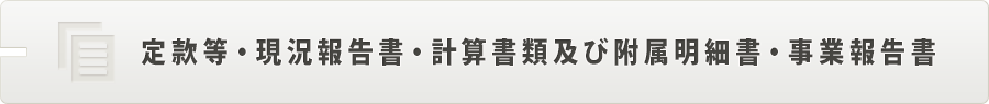 定款等・現況報告書・計算書類及び附属明細書・事業報告書